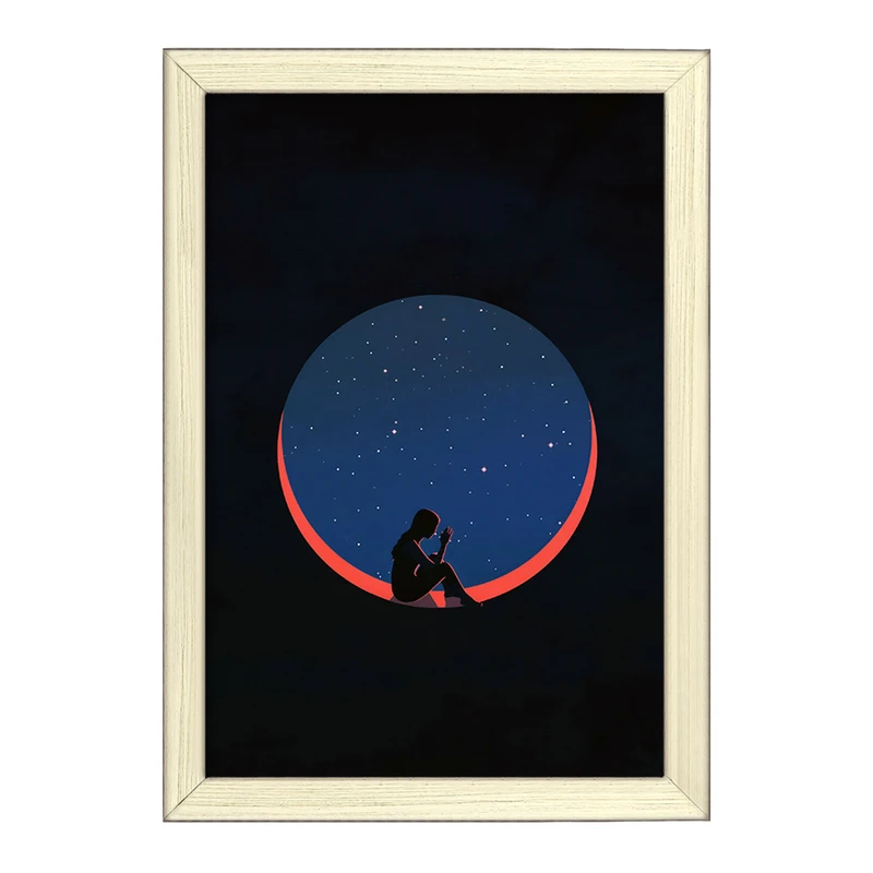 تابلو خندالو طرح دختر و کهکشان کد F3595