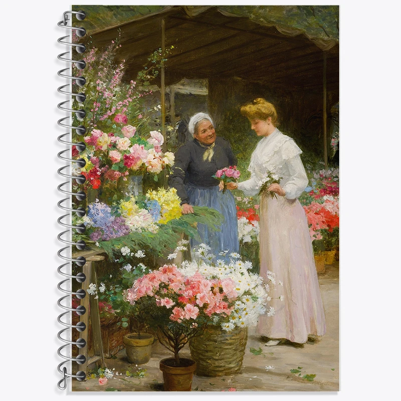 دفتر زبان 50 برگ خندالو مدل دو خط طرح نقاشی راهپیمایی گل مادلین اثر ویکتور گابریل گیلبرت کد F12246