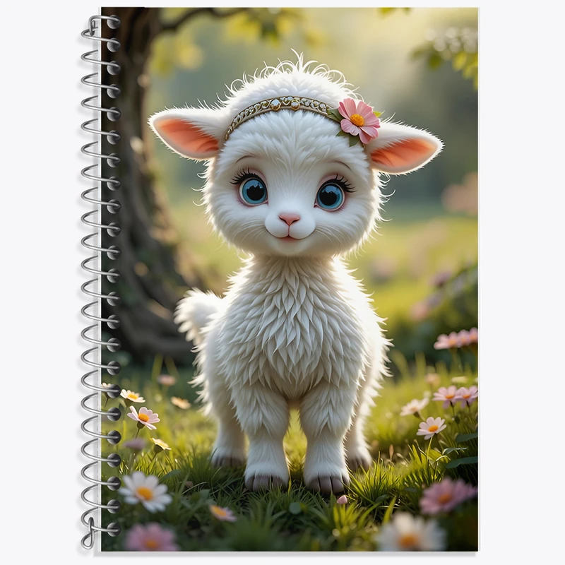 دفتر زبان 50 برگ خندالو مدل دو خط طرح گوسفند کیوت کد F12583