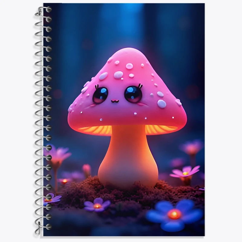 دفتر زبان 50 برگ خندالو مدل سه خط طرح قارچ بامزه کد F9545