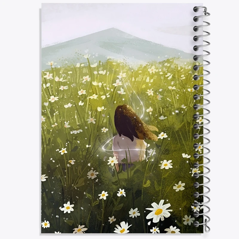 دفتر شطرنجی 50 برگ خندالو طرح دختر در دشت گل کد N6300