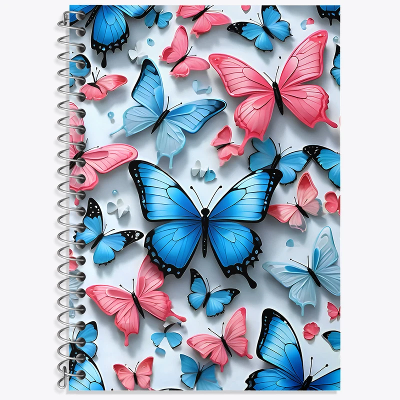 دفتر زبان 50 برگ خندالو مدل دو خط طرح پترن پروانه کد N6436