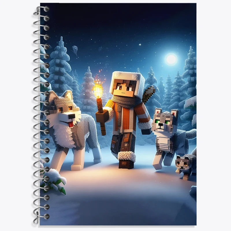 دفتر زبان 50 برگ خندالو مدل سه خط طرح ماینکرافت (Minecraft) کد F3536