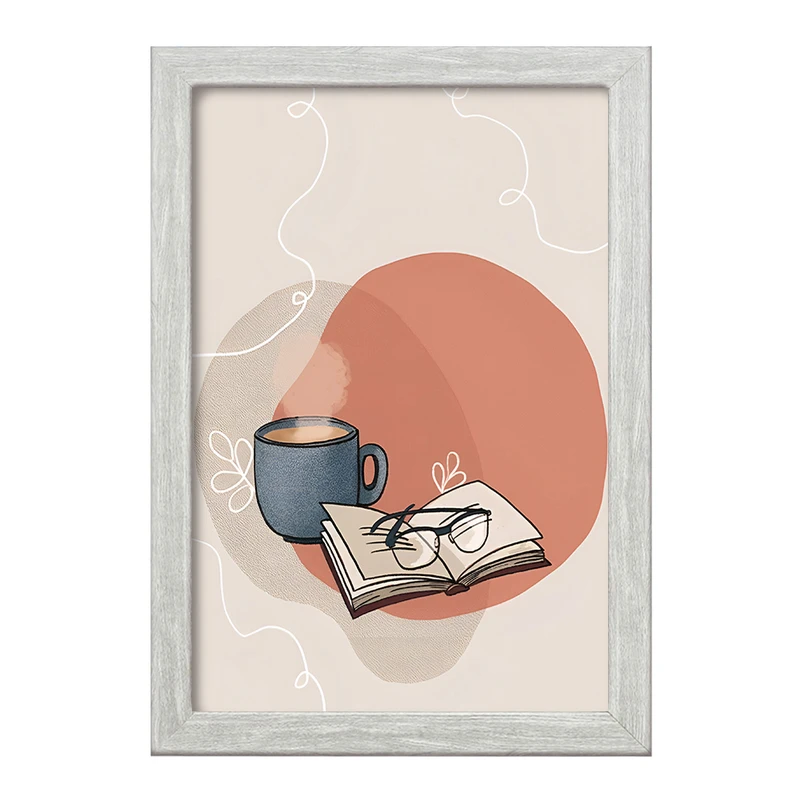 تابلو خندالو طرح کتاب و فنجان قهوه کد F10012