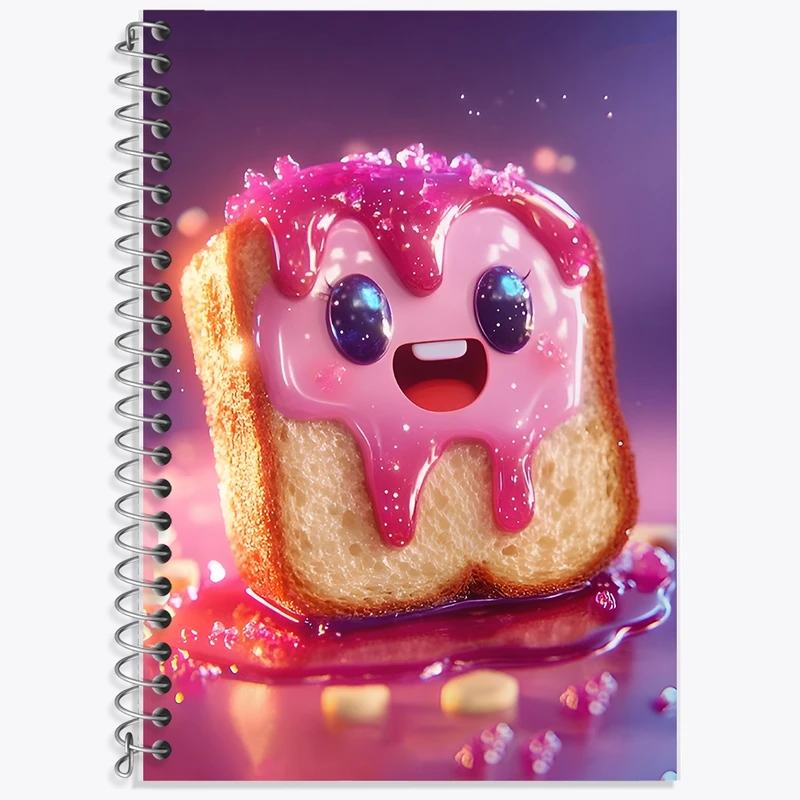 دفتر زبان 50 برگ خندالو مدل سه خط طرح نان تست مربایی کیوت کد F11505