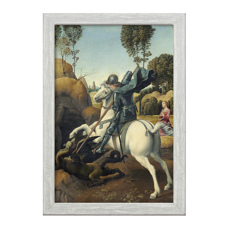 تابلو خندالو طرح نقاشی سنت جورج و اژدها اثر رافائل کد F12326