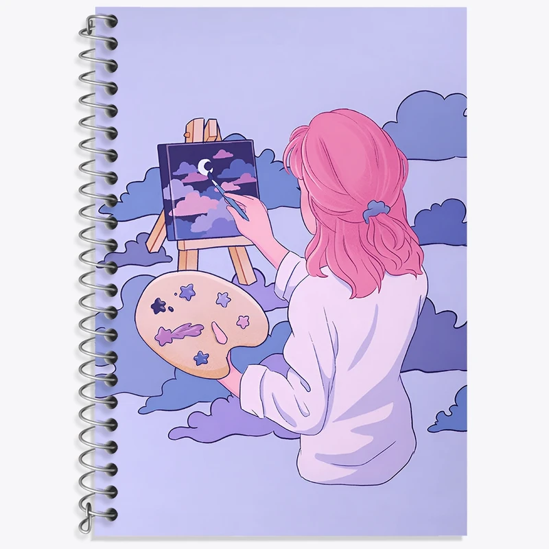 دفتر زبان 50 برگ خندالو مدل سه خط طرح دخترانه فانتزی کد N8230