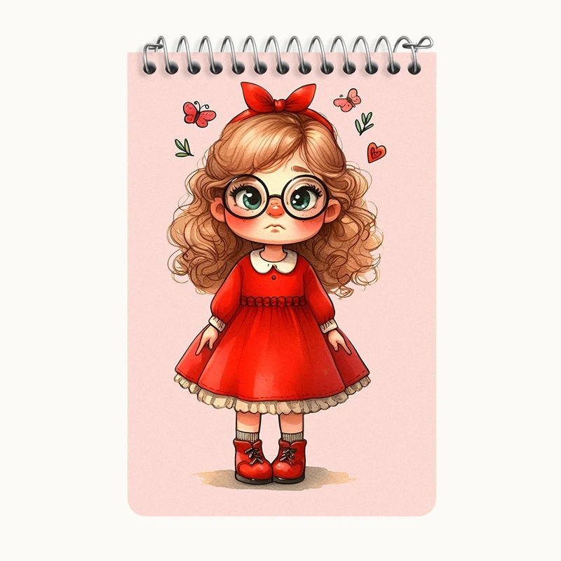 دفتر یادداشت 50 برگ خندالو طرح دخترانه کیوت کد F5418