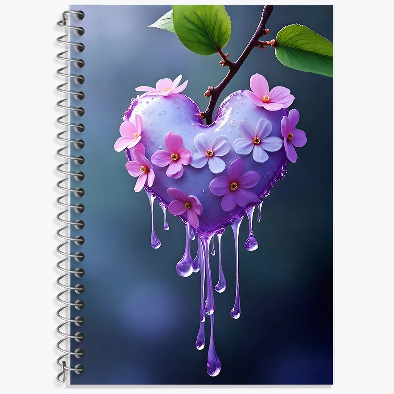 دفتر زبان دوخط 50 برگ خندالو طرح شکوفه قلبی کد F9461