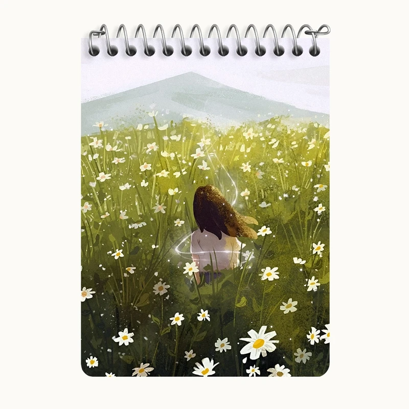 دفتر یادداشت 50 برگ خندالو طرح دختر در دشت گل کد N6300