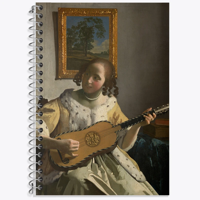 دفتر نت موسیقی 50 برگ خندالو طرح نقاشی نوازنده گیتار اثر یوهانس فرمیر کد F12427