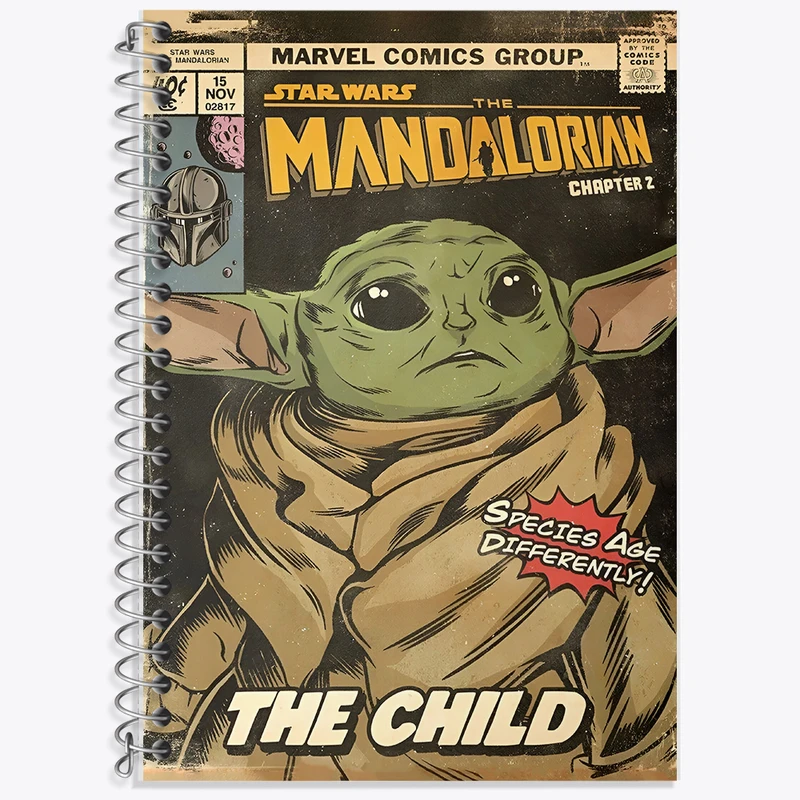 دفتر زبان 50 برگ خندالو مدل دو خط طرح بیبی یودا کد F9664