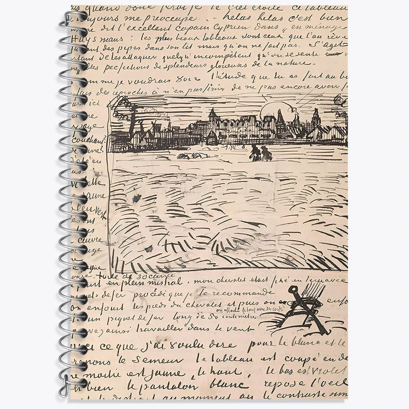 دفتر زبان 50 برگ خندالو مدل سه خط طرح دفتر طراحی ونسان ونگوگ (Van Gogh) کد N9373