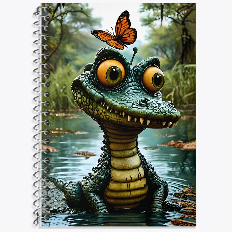 دفتر زبان 50 برگ خندالو مدل دو خط طرح تمساح  کد F9906