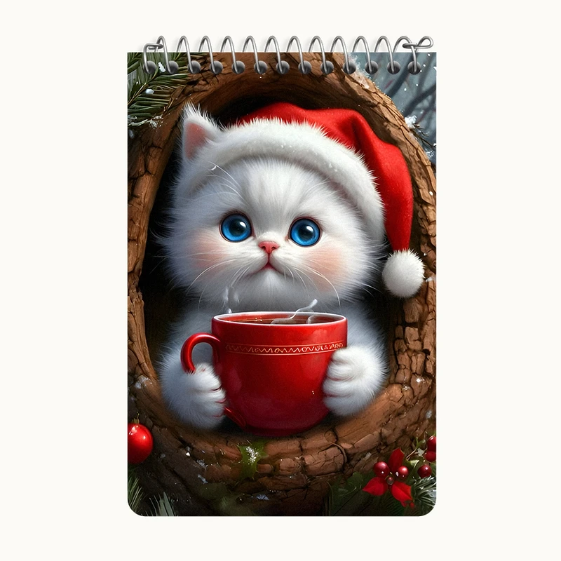 دفتر یادداشت 50 برگ خندالو طرح گربه بامزه و کیوت کد F7235