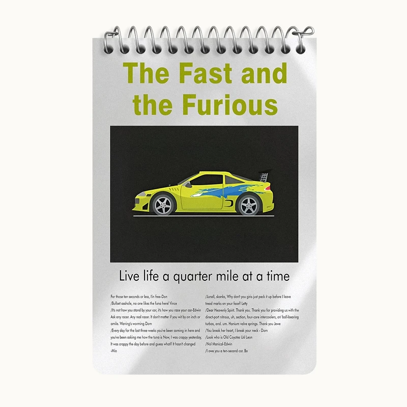 دفتر یادداشت 50 برگ خندالو طرح سریع و خشن (Fast & Furious) کد F13824