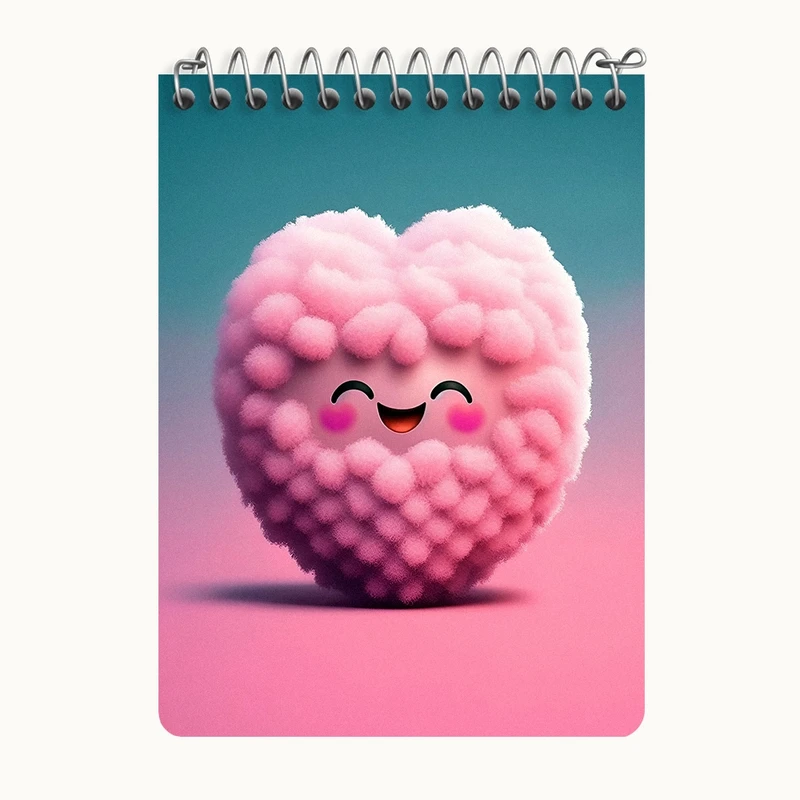 دفتر یادداشت 50 برگ خندالو طرح قلب پشمالوی کیوت کد N6168