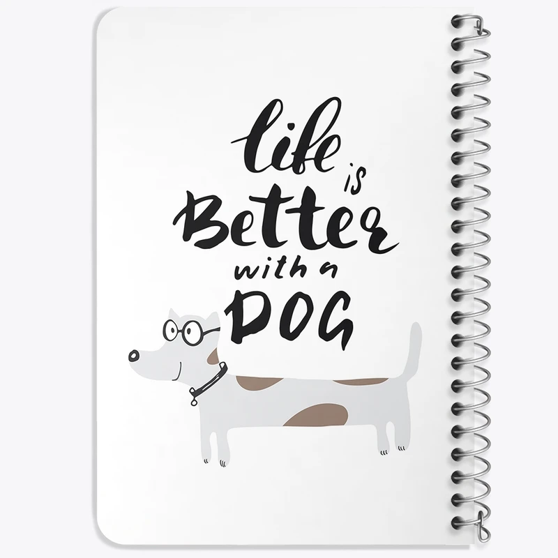 دفتر یادداشت 50 برگ خندالو طرح Life Is Better With Dog کد F344