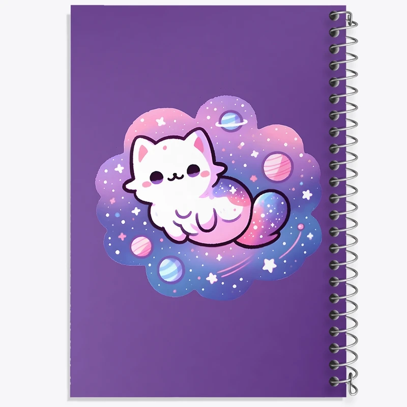 دفتر ژورنال نویسی 50 برگ خندالو مدل نقطه ای طرح گربه کهکشانی کد N6504