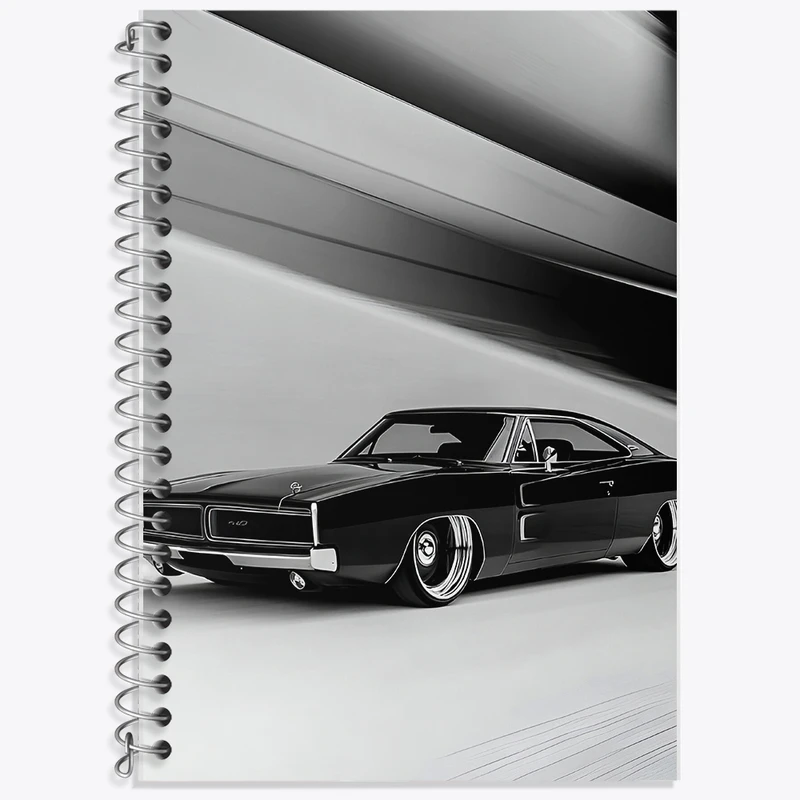 دفتر زبان 50 برگ خندالو مدل سه خط طرح ماشین کلاسیک کد F10386