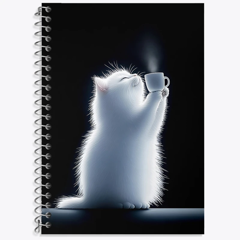 دفتر زبان 50 برگ خندالو مدل سه خط طرح گربه کیوت کد F4885