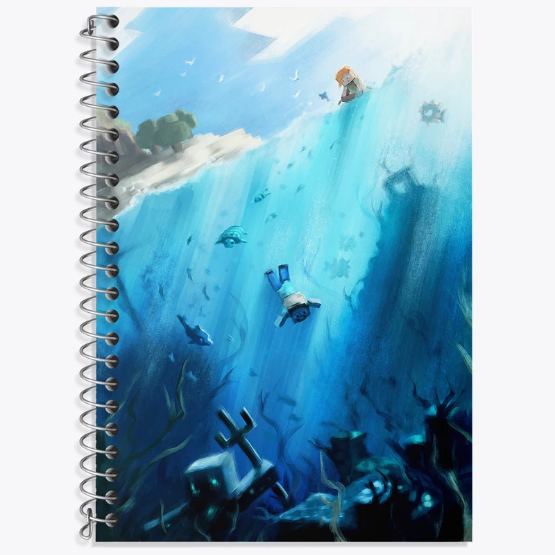 دفتر زبان 50 برگ خندالو مدل دو خط طرح بازی ماینکرافت (Minecraft) کد N8661