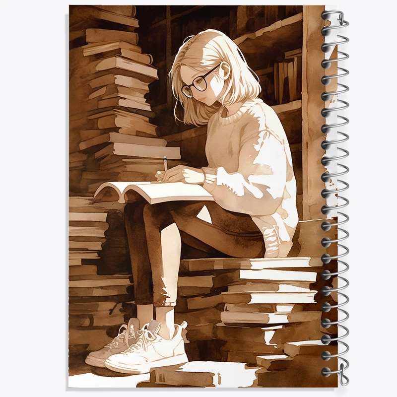 دفتر نقاشی 50 برگ خندالو طرح دختر کتابخوان کد F9099