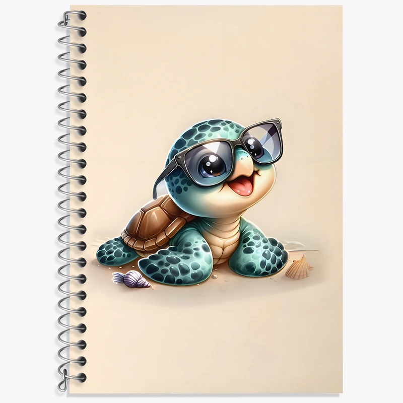 دفتر زبان 50 برگ خندالو مدل سه خط طرح لاکپشت بامزه کد N6490