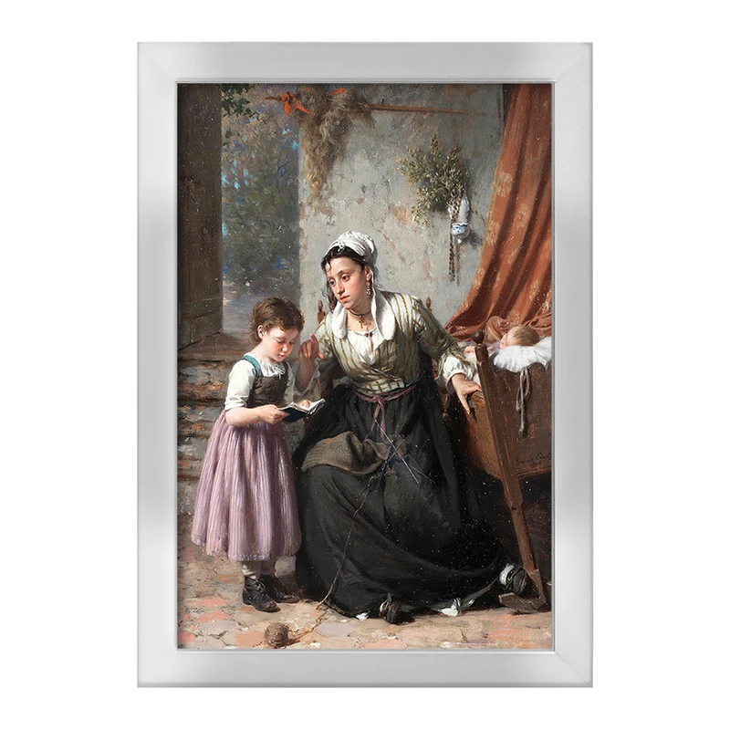 تابلو خندالو طرح نقاشی درس خواندن اثر پیر ژان ادموند کستان کد F12366