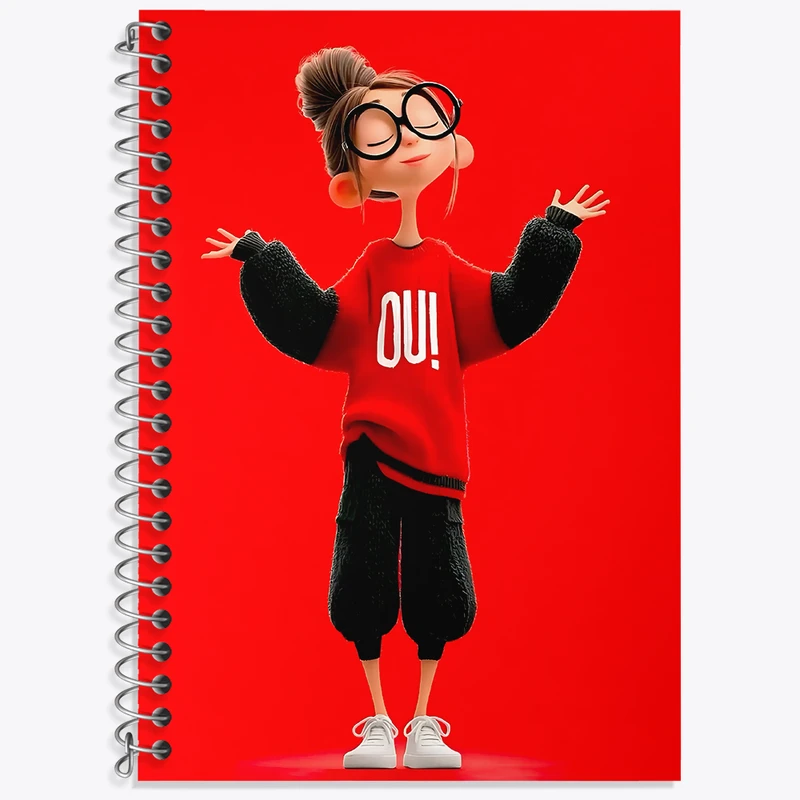 دفتر زبان 50 برگ خندالو مدل دو خط طرح دخترانه بامزه کد N8362