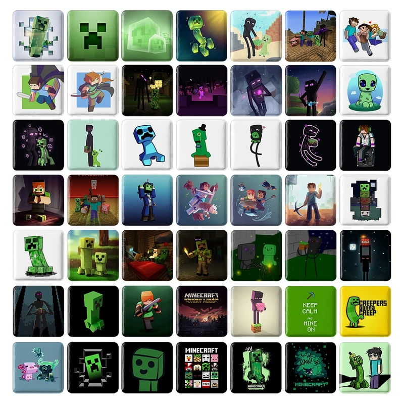 مگنت خندالو طرح ماینکرافت (Minecraft) کد 173 مدل مربعی مجموعه 49 عددی