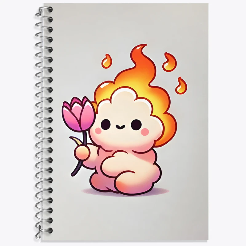 دفتر زبان 50 برگ خندالو مدل دو خط طرح گوله آتیش بامزه کد F11743