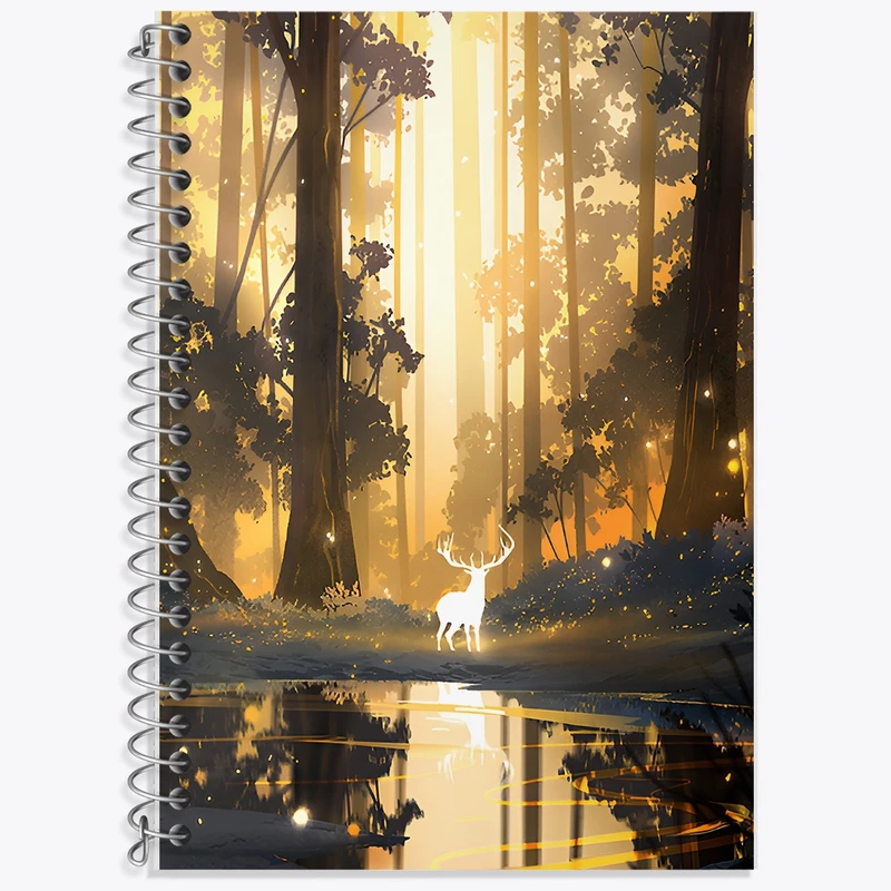 دفتر زبان 50 برگ خندالو مدل سه خط طرح منظره جنگل کد F9516