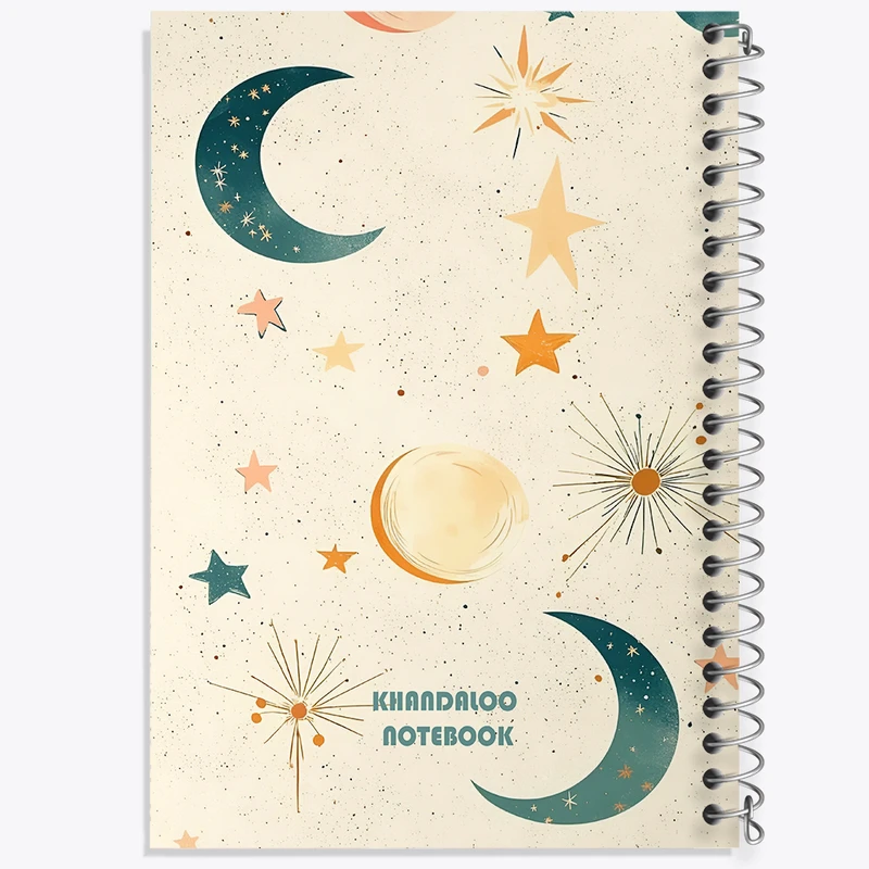 دفتر مشق 100 برگ خندالو طرح پترن ماه و ستاره  کد N7326