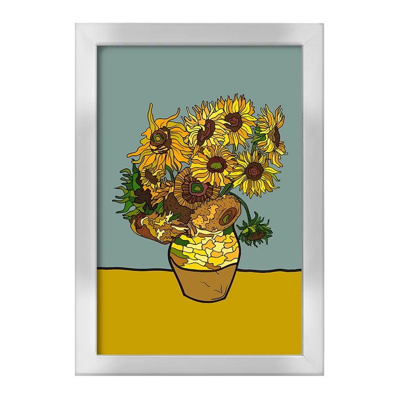 تابلو خندالو طرح گلدان آفتابگردان ونسان ونگوگ کد F12839