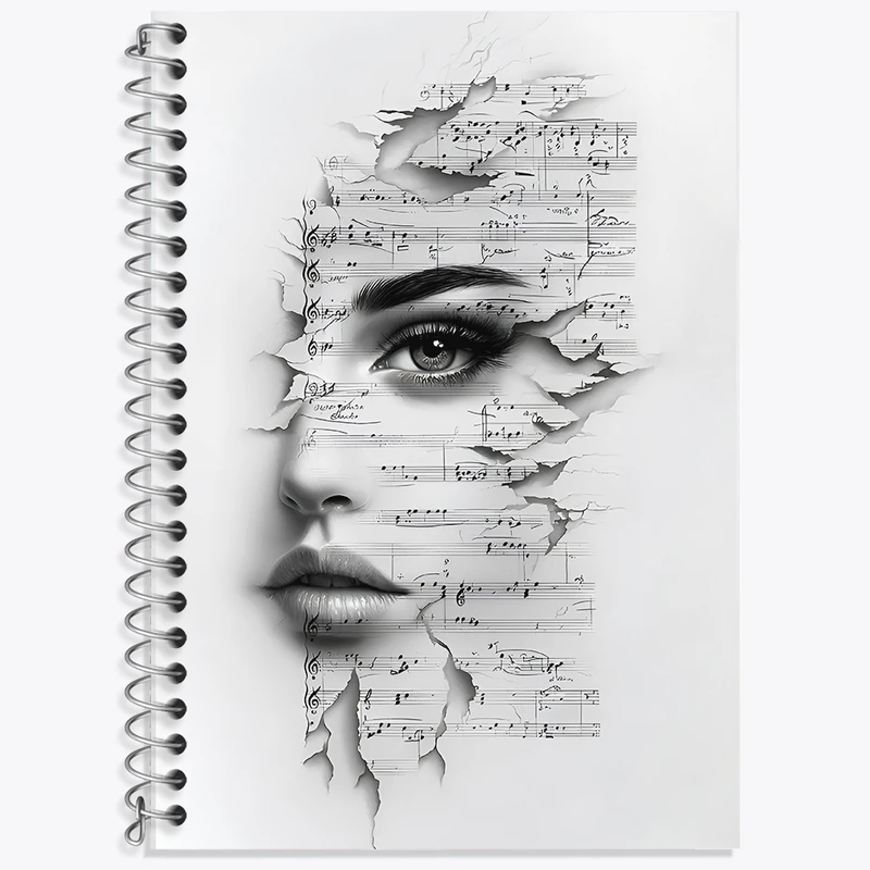 دفتر زبان دوخط 50 برگ خندالو طرح دختر و نت موسیقی کد F12841