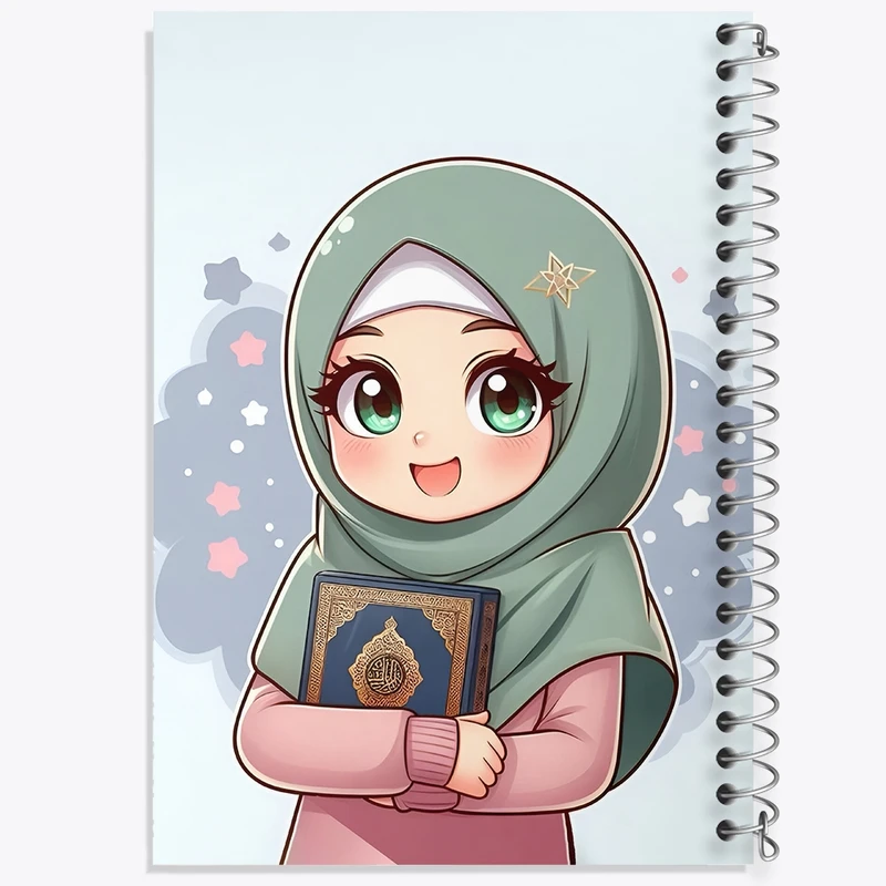 دفتر شطرنجی 50 برگ خندالو طرح دخترانه با حجاب کد F3772