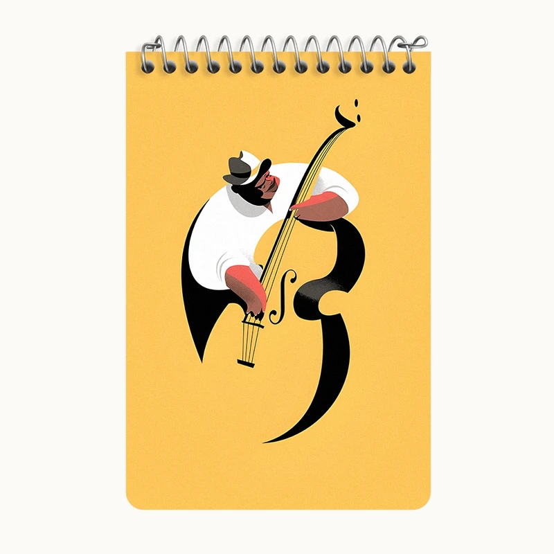 دفتر یادداشت 50 برگ خندالو طرح نوازنده کد F7409