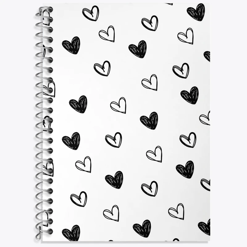 دفتر نت موسیقی 50 برگ خندالو طرح پترن قلب سیاه و سفید کد F3878