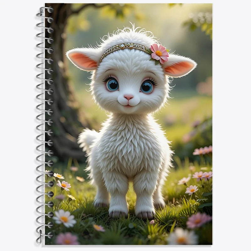 دفتر زبان 50 برگ خندالو مدل سه خط طرح گوسفند کیوت کد F12583