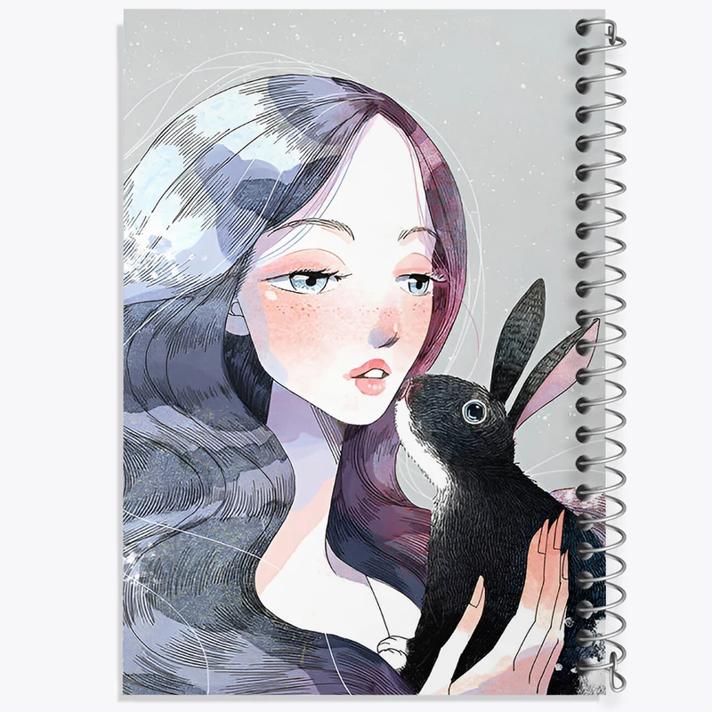 دفتر مشق 100 برگ خندالو طرح دختر و خرگوش کد F9227