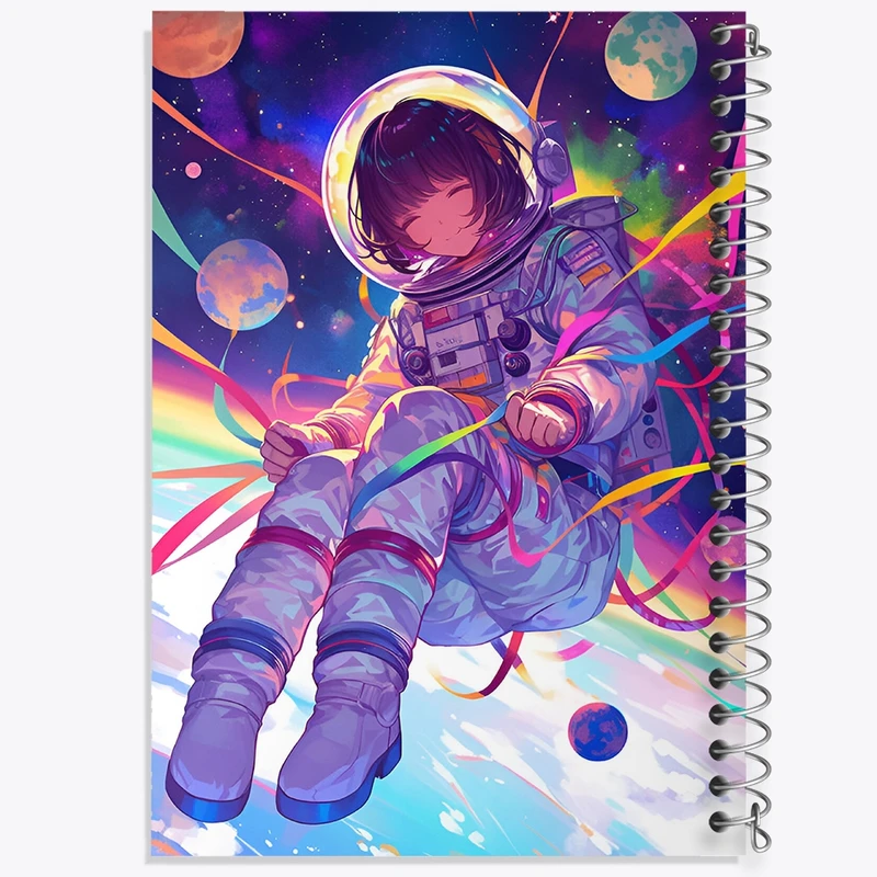 دفتر ژورنال نویسی 50 برگ خندالو مدل نقطه ای طرح دختر فضانورد کد F9234