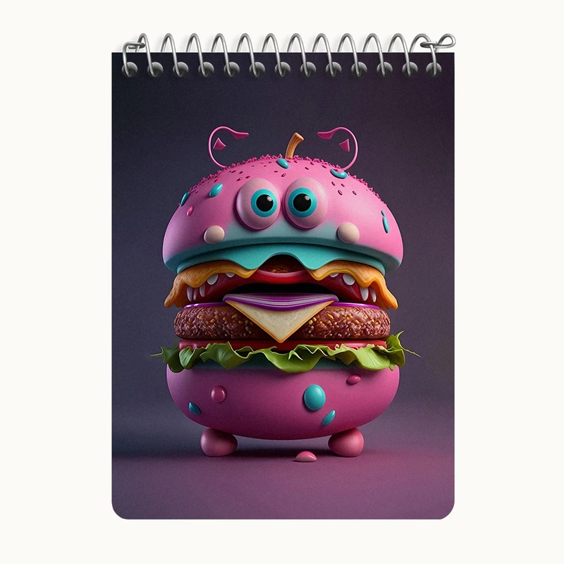 دفتر یادداشت 50 برگ خندالو طرح همبرگر بامزه کد N5858