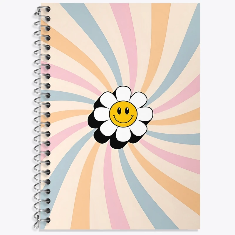 دفتر زبان 50 برگ خندالو مدل سه خط طرح ایموجی گل کد F3187