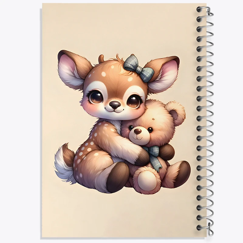 دفتر مشق 50 برگ خندالو طرح آهو و خرس بامزه کد N6491