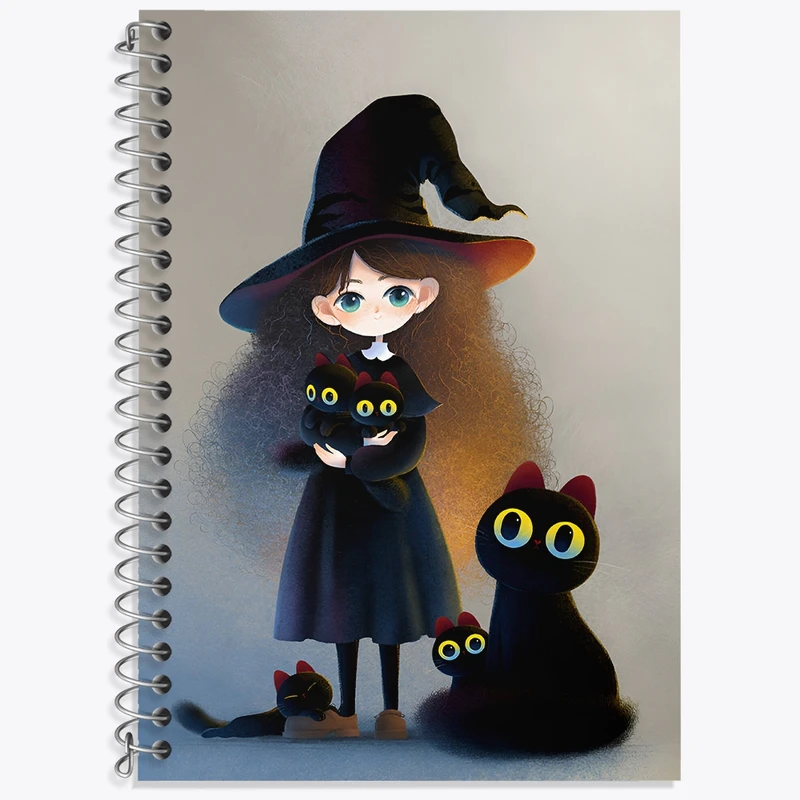 دفتر زبان 50 برگ خندالو مدل سه خط طرح گربه و دختر کد N6592