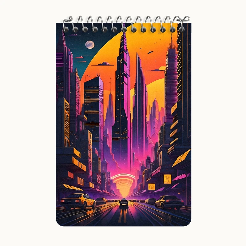 دفتر یادداشت 50 برگ خندالو طرح شهر آسمان خراش ها کد F4675