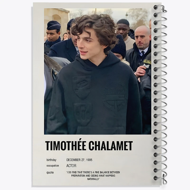 دفتر ژورنال نویسی 50 برگ خندالو مدل نقطه ای طرح تیموتی شالامی (Timothée Chalamet) کد F13144