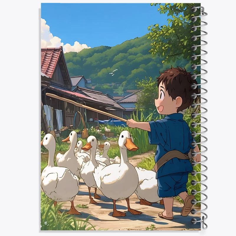 دفتر مشق 50 برگ خندالو طرح پسر و اردک ها کد F10989