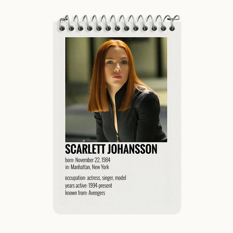 دفتر یادداشت 50 برگ خندالو طرح اسکارلت جوهانسون (Scarlett Johansson) کد F13340